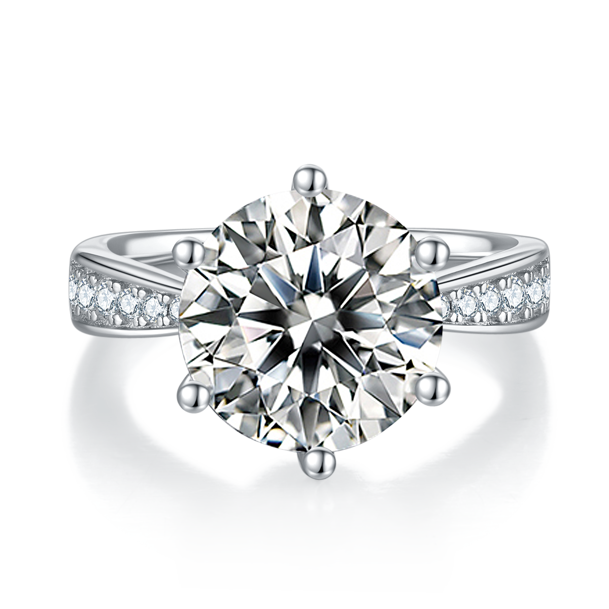 18K White Gold Moissanite Solitaire Ring 5.0ct D Color