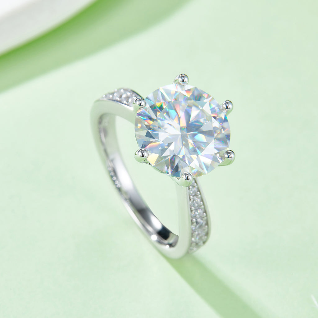 18K White Gold Moissanite Solitaire Ring 5.0ct D Color