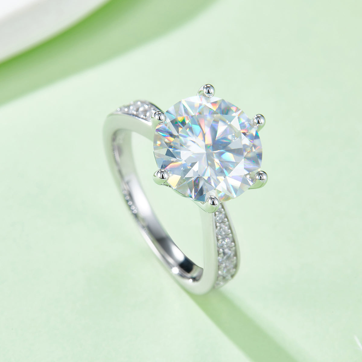 18K White Gold Moissanite Solitaire Ring 5.0ct D Color