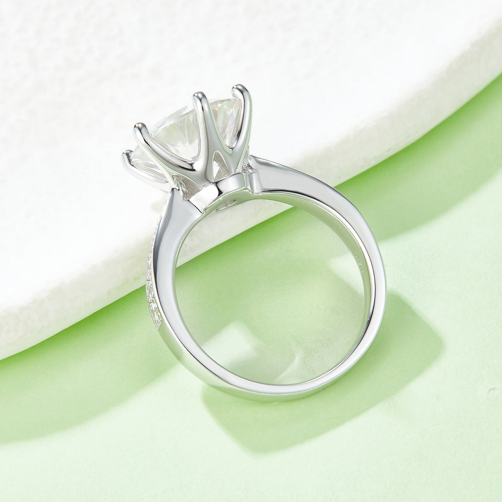 18K White Gold Moissanite Solitaire Ring 5.0ct D Color
