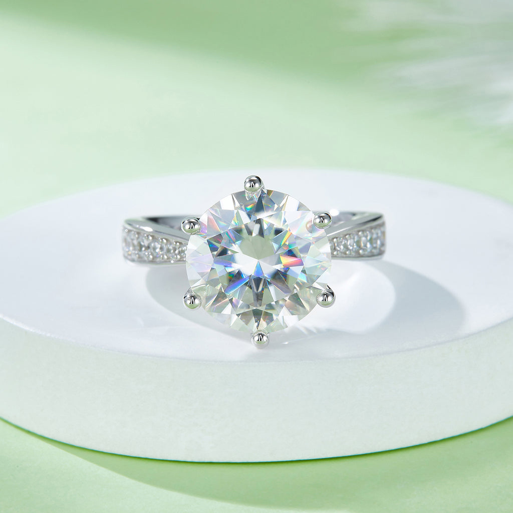 18K White Gold Moissanite Solitaire Ring 5.0ct D Color