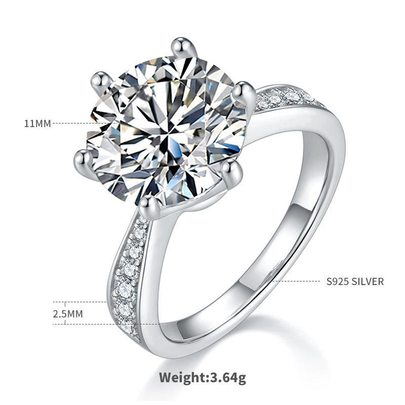 18K White Gold Moissanite Solitaire Ring 5.0ct D Color