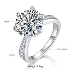 18K White Gold Moissanite Solitaire Ring 5.0ct D Color