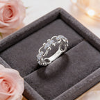 18K Gold Round Moissanite Chain Link Confession Ring 0.2ct
