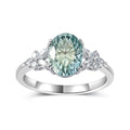 18K White Gold Teal Oval Moissanite Ring 2.0ct | 9×7mm