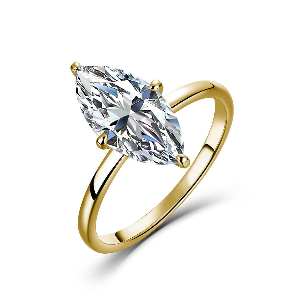 18K Gold Marquise Moissanite Ring 3.0ct | 14×7mm