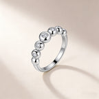 18K Gold Bubble Bead Moissanite Ring 0.18ct