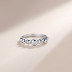 18K Gold Bubble Bead Moissanite Ring 0.18ct