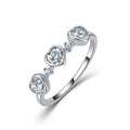 18K Gold Heart Moissanite Bubble Linked Hearts Ring 0.9ct
