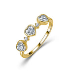 18K Gold Heart Moissanite Bubble Linked Hearts Ring 0.9ct