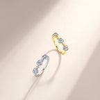 18K Gold Heart Moissanite Bubble Linked Hearts Ring 0.9ct
