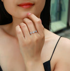 18K Gold Heart Moissanite Bubble Linked Hearts Ring 0.9ct