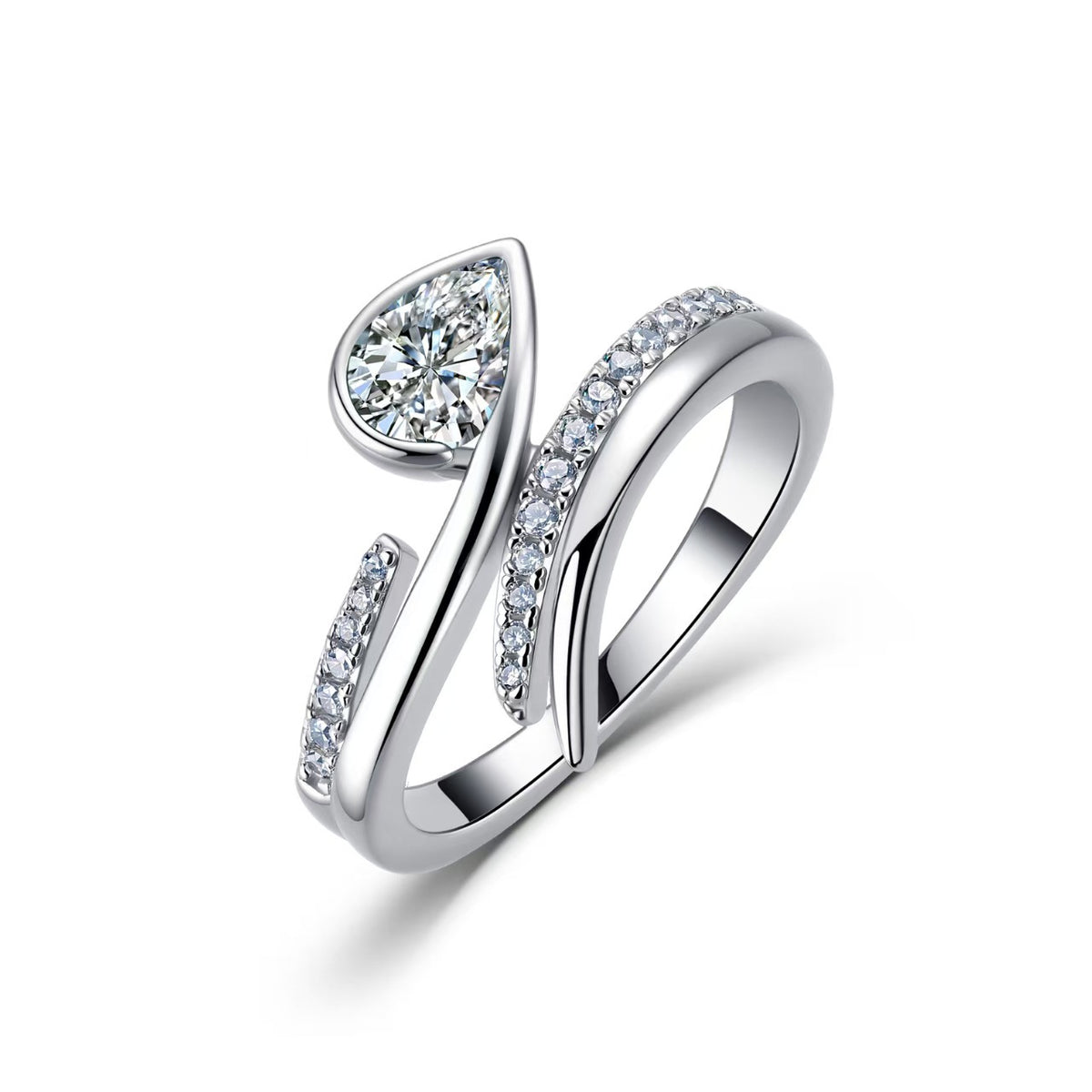 18K Gold Pear-Cut Moissanite Confession Ring 1.0ct