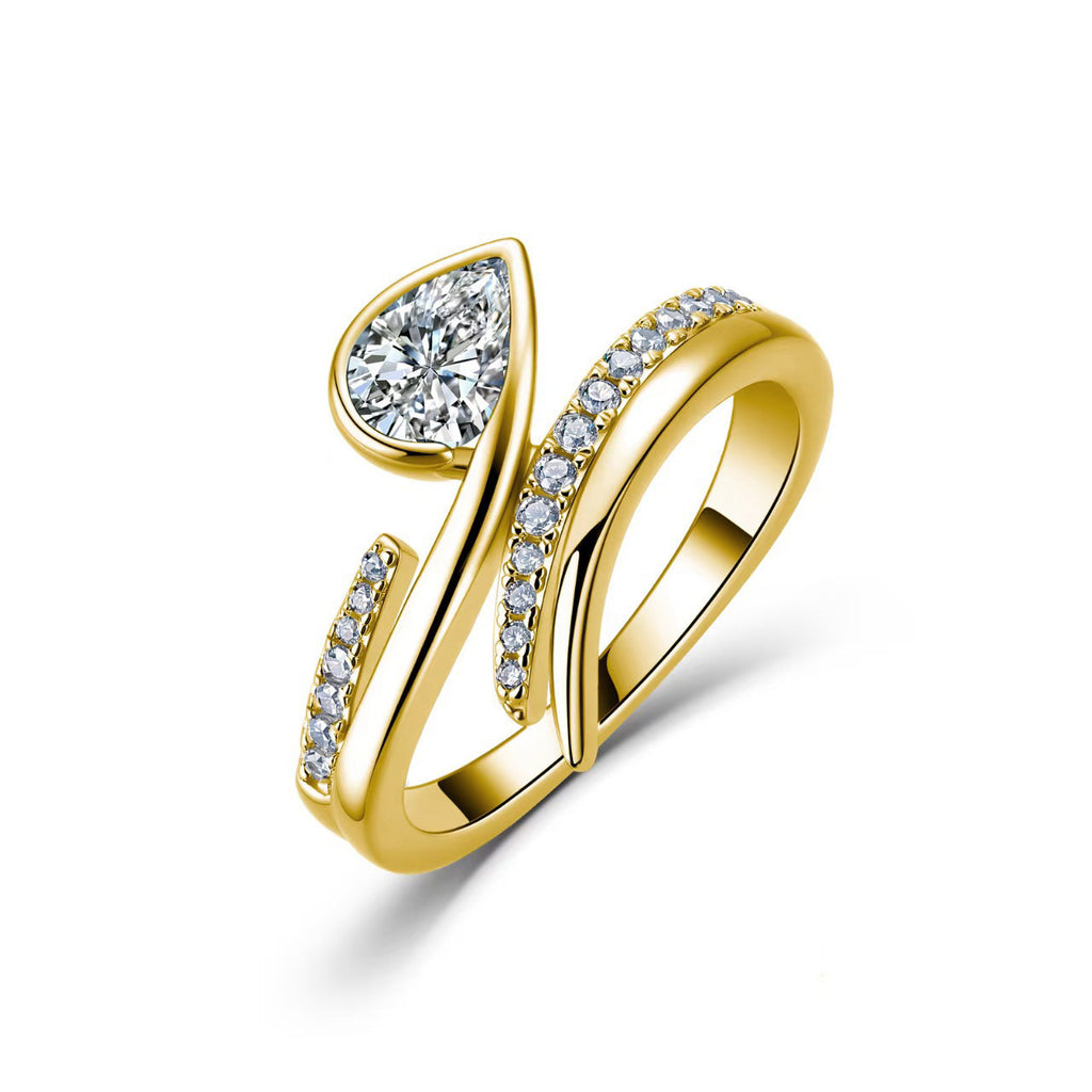 18K Gold Pear-Cut Moissanite Confession Ring 1.0ct