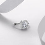 18K White Gold Radiant Cut Moissanite Ring 1.3ct