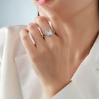 18K White Gold Radiant Cut Moissanite Ring 1.3ct