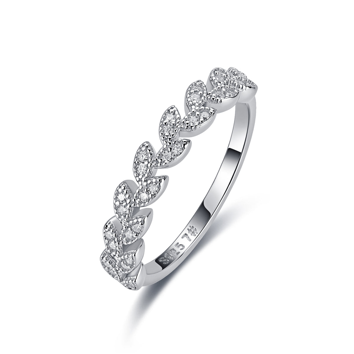 18K White Gold Vine Moissanite Ring 0.16ct