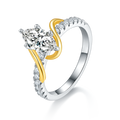 18K White Gold Two-Tone Marquise Moissanite Promise Ring 1.0ct