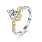 18K White Gold Two-Tone Marquise Moissanite Promise Ring 1.0ct