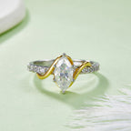 18K White Gold Two-Tone Marquise Moissanite Promise Ring 1.0ct