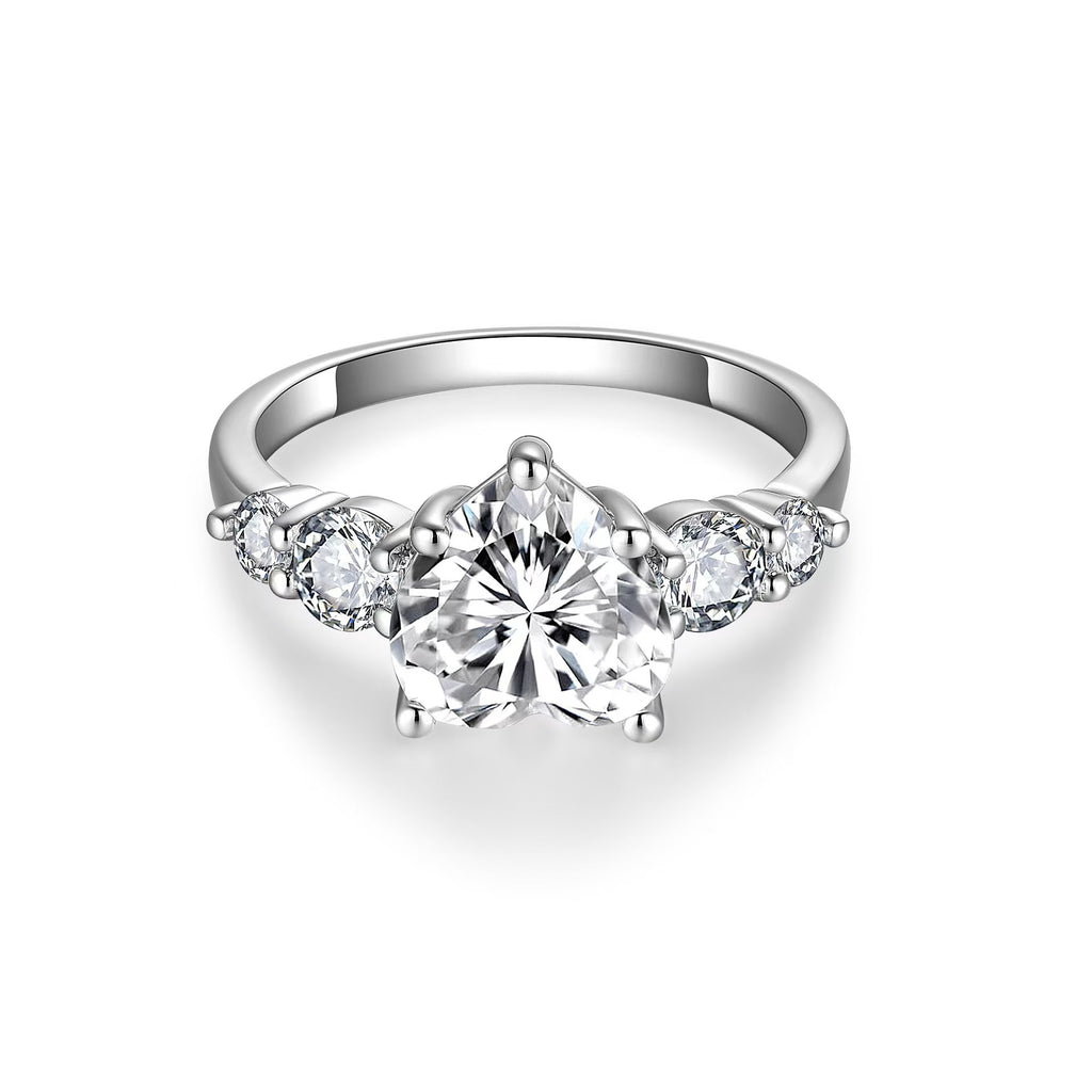 Wishful Star | 3ct Heart Moissanite Ring in 18K White Gold