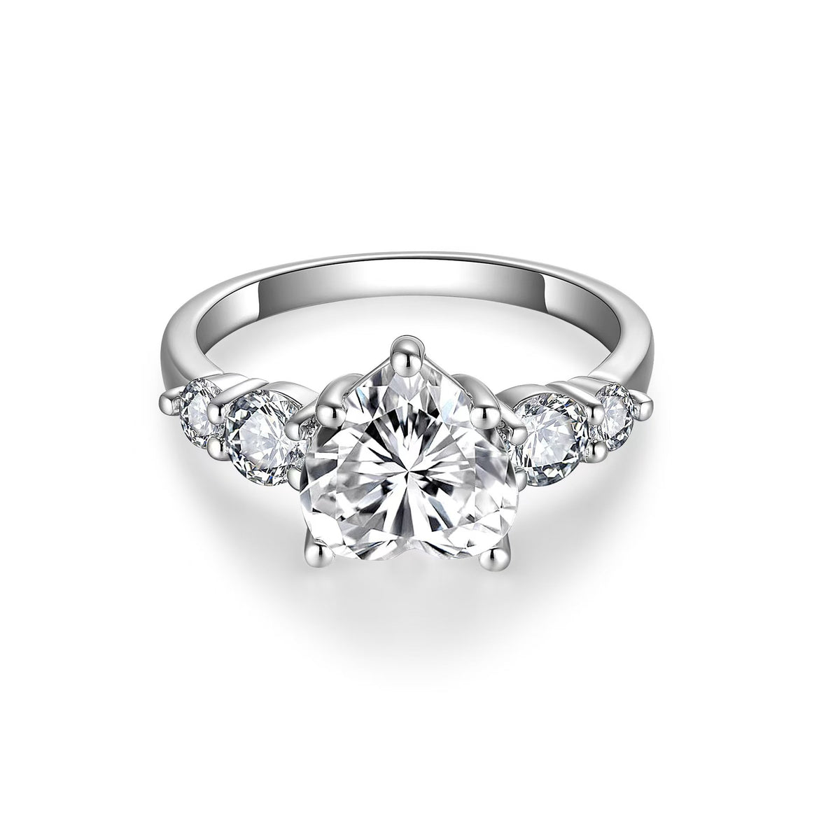 Wishful Star | 3ct Heart Moissanite Ring in 18K White Gold