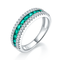 S925 Silver 18K White Gold Plated Coloured Gemstone Pavé Ring