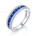 S925 Silver 18K White Gold Plated Coloured Gemstone Pavé Ring