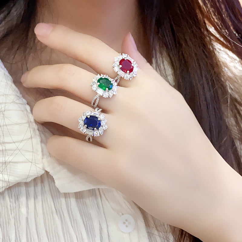 Luxe 18K White Gold Coloured Gemstone Ring | 3.6ct