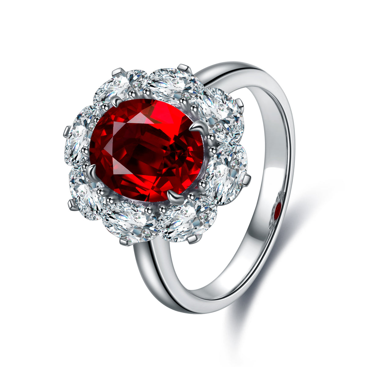 18K White Gold Coloured Gemstone & Moissanite Ring | 3.29ct