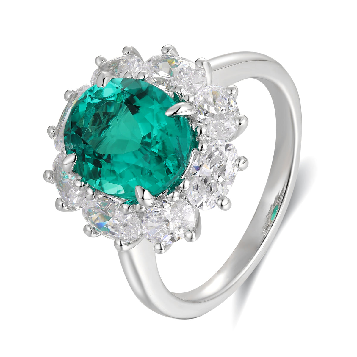 18K White Gold Coloured Gemstone & Moissanite Ring | 3.29ct