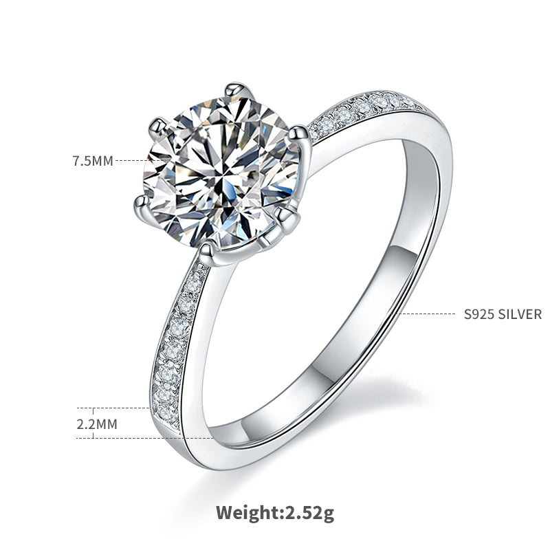 Radiance | 18K White Gold Micro Moissanite Ring | 1.5ct D-Grade