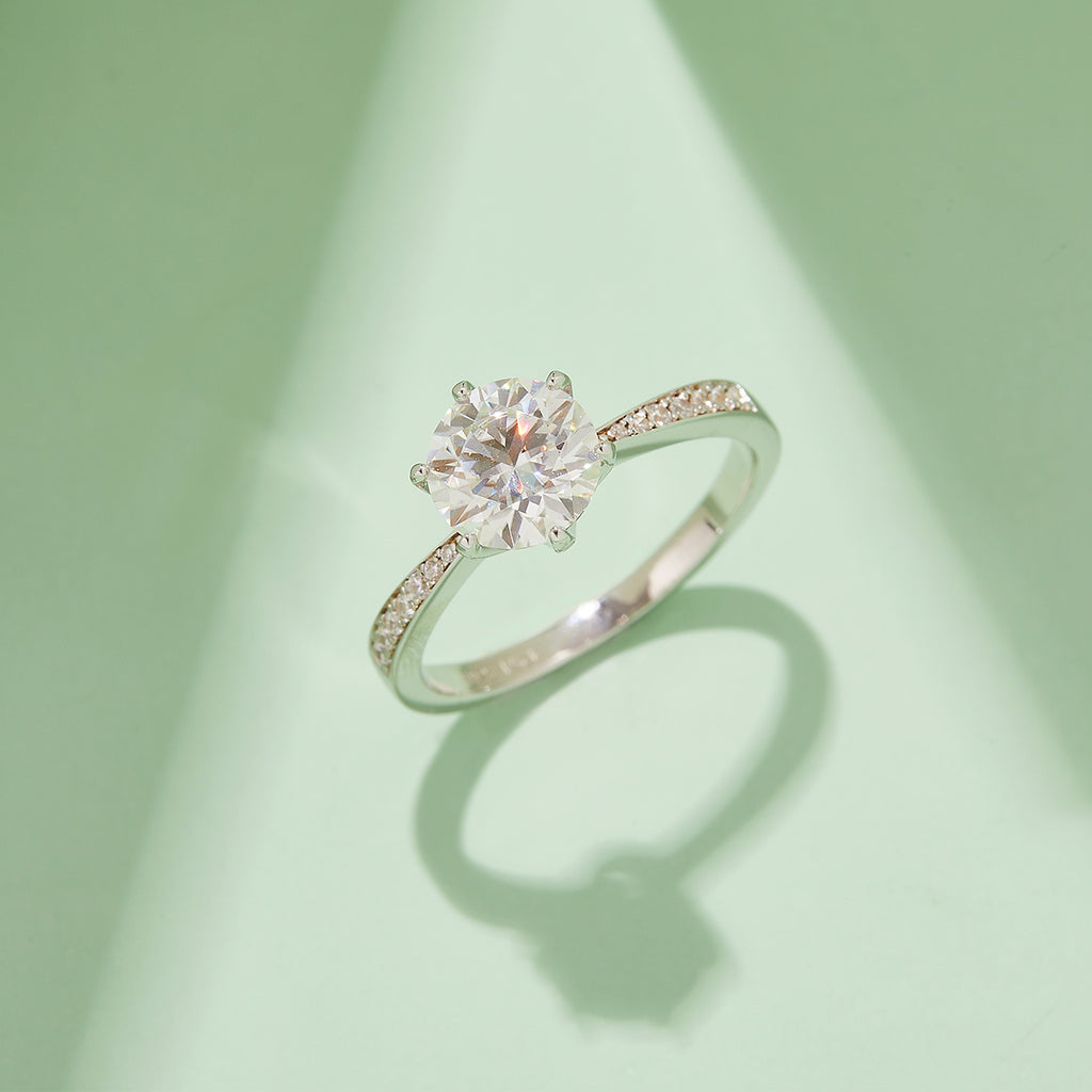 Radiance | 18K White Gold Micro Moissanite Ring | 1.5ct D-Grade