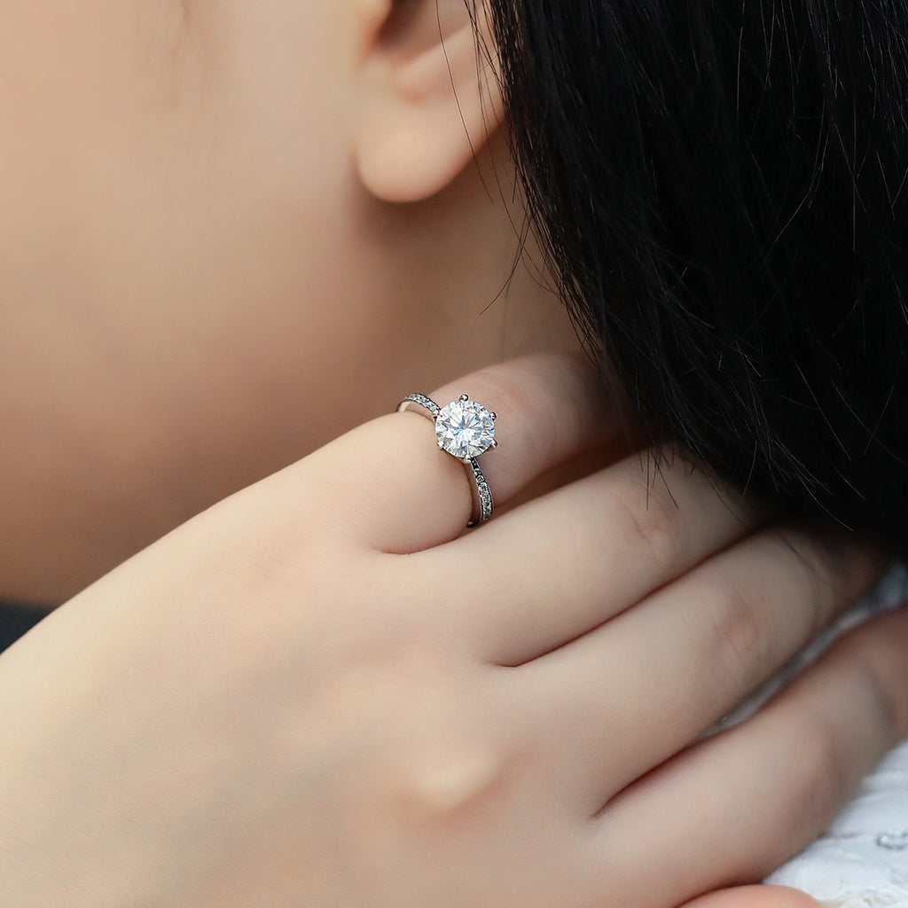 Radiance | 18K White Gold Micro Moissanite Ring | 1.5ct D-Grade