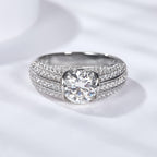 Yuan Bo | 18K White Gold Round Moissanite Ring | 1.0ct / 2.0ct