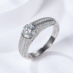 Yuan Bo | 18K White Gold Round Moissanite Ring | 1.0ct / 2.0ct