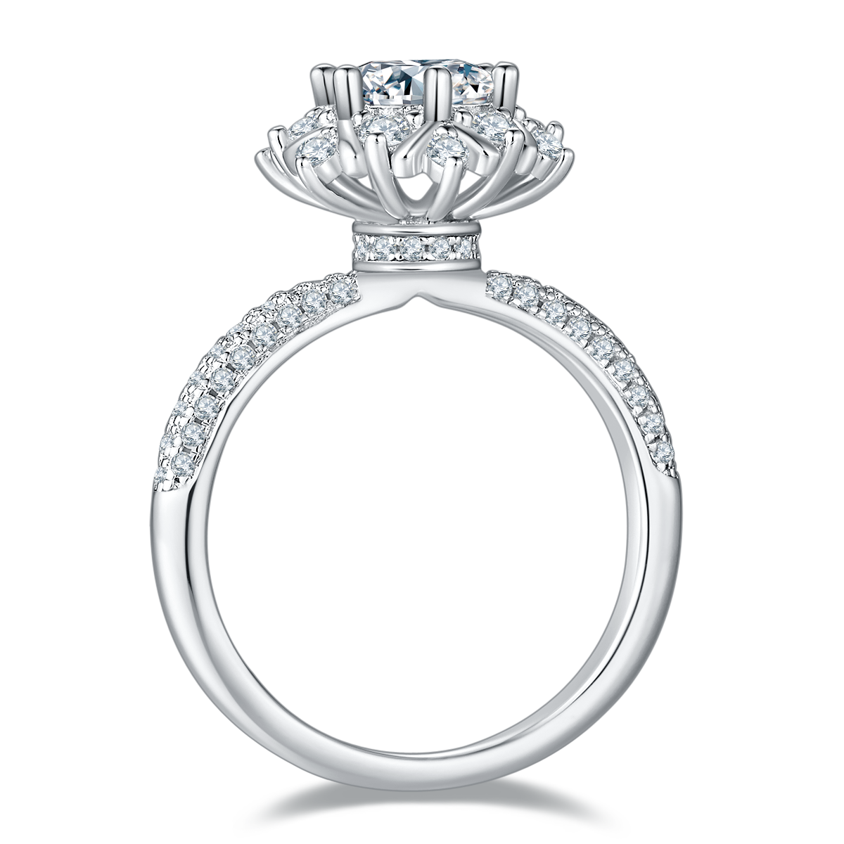 Luan Hua | 18K White Gold Round Moissanite Ring | 1ct D-Grade