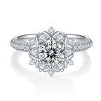 Luan Hua | 18K White Gold Round Moissanite Ring | 1ct D-Grade