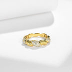 Re Lian Chan Mian | 18K Yellow Gold Round Moissanite Promise Ring | 0.385ct
