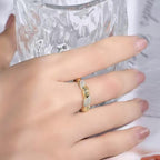 Re Lian Chan Mian | 18K Yellow Gold Round Moissanite Promise Ring | 0.385ct