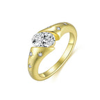 Xing Chen Jin Guang | 18K Yellow Gold Oval Moissanite Ring | 1.0ct 7×5mm