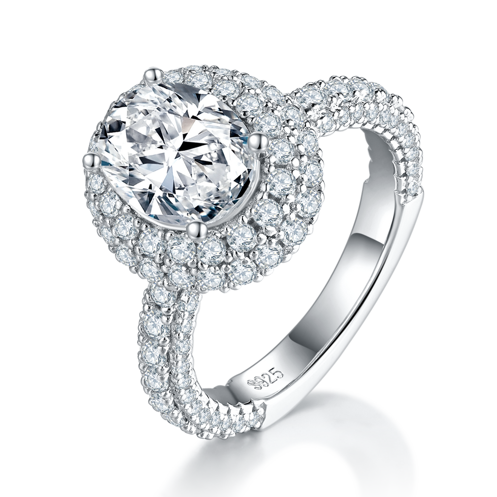 Sovereign | 18K White Gold Oval Moissanite Ring | 2.0ct 7×9mm