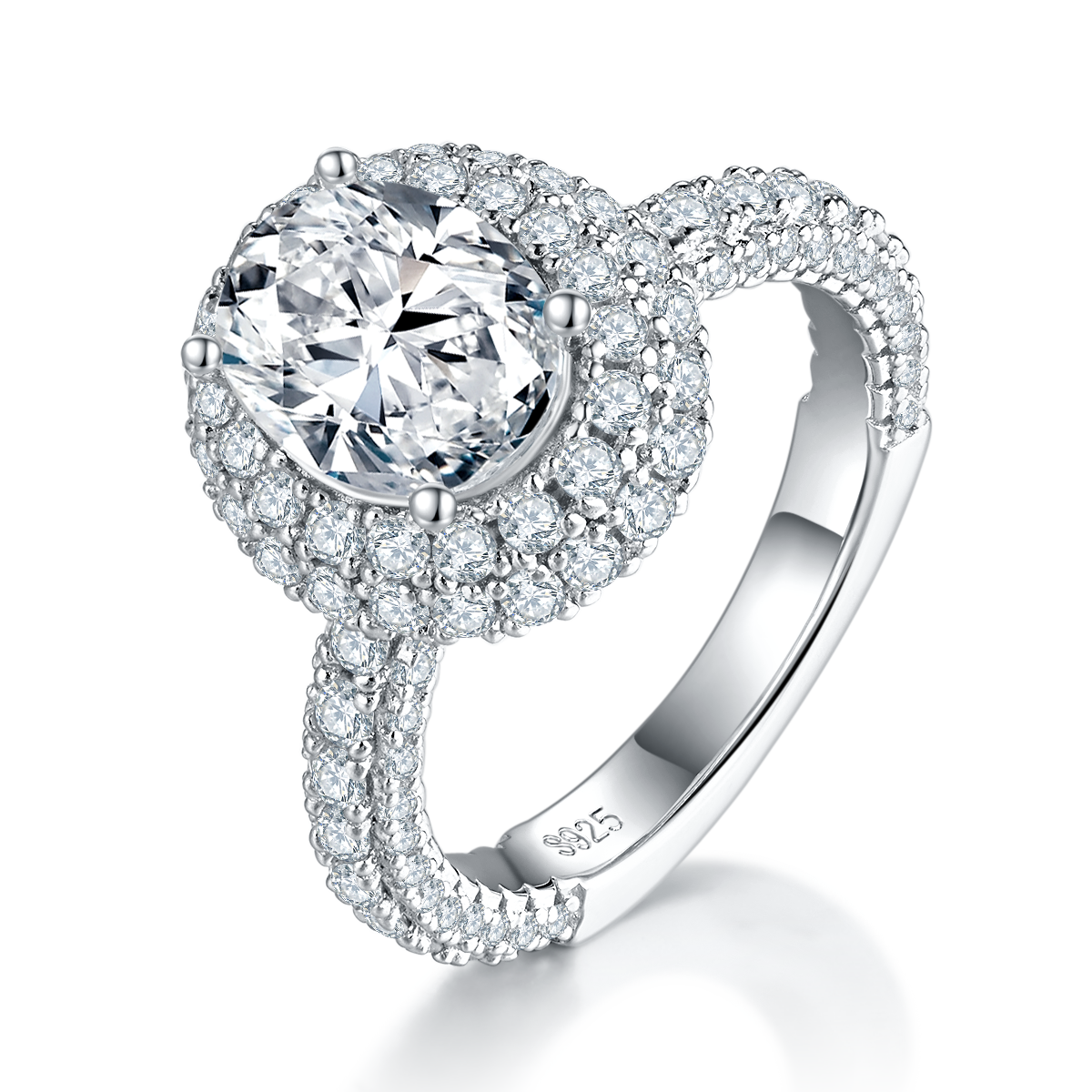Sovereign | 18K White Gold Oval Moissanite Ring | 2.0ct 7×9mm