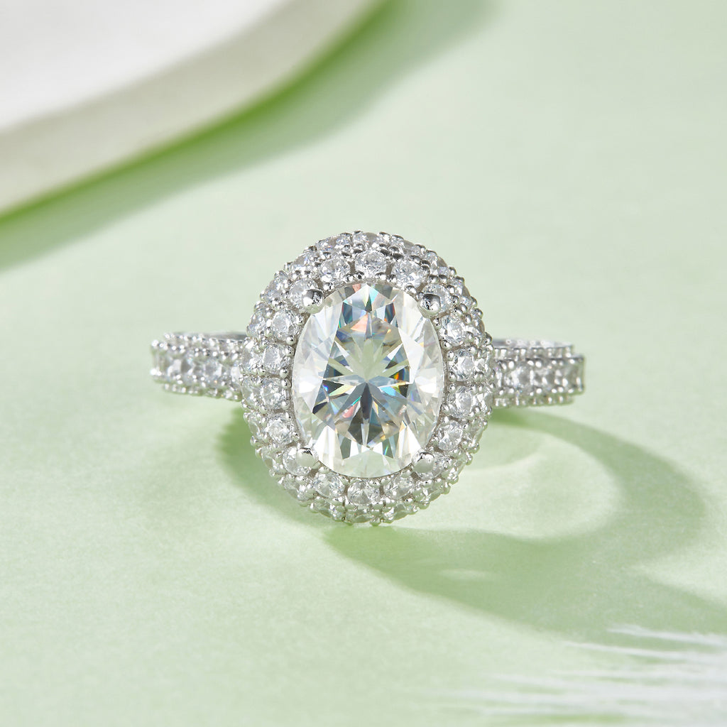 Sovereign | 18K White Gold Oval Moissanite Ring | 2.0ct 7×9mm