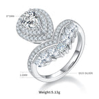 V Drop | 18K White Gold Pear Cut Coloured Moissanite Ring | 1ct D-Grade