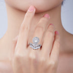 V Drop | 18K White Gold Pear Cut Coloured Moissanite Ring | 1ct D-Grade