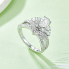 V Qian Jin | 18K White Gold Pear Cut Coloured Moissanite Ring | 1ct D-Grade