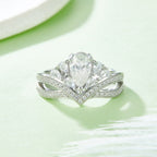 V Qian Jin | 18K White Gold Pear Cut Coloured Moissanite Ring | 1ct D-Grade