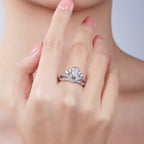 V Qian Jin | 18K White Gold Pear Cut Coloured Moissanite Ring | 1ct D-Grade