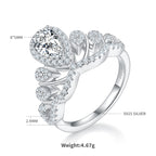 V Crown | 18K White Gold Pear Cut Coloured Moissanite Ring | 1ct D-Grade